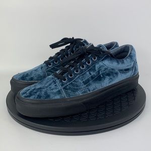 Vans Old Skool Crushed Velvet Blue/Black Shoes Men's Size 8 Women's Size 9.5